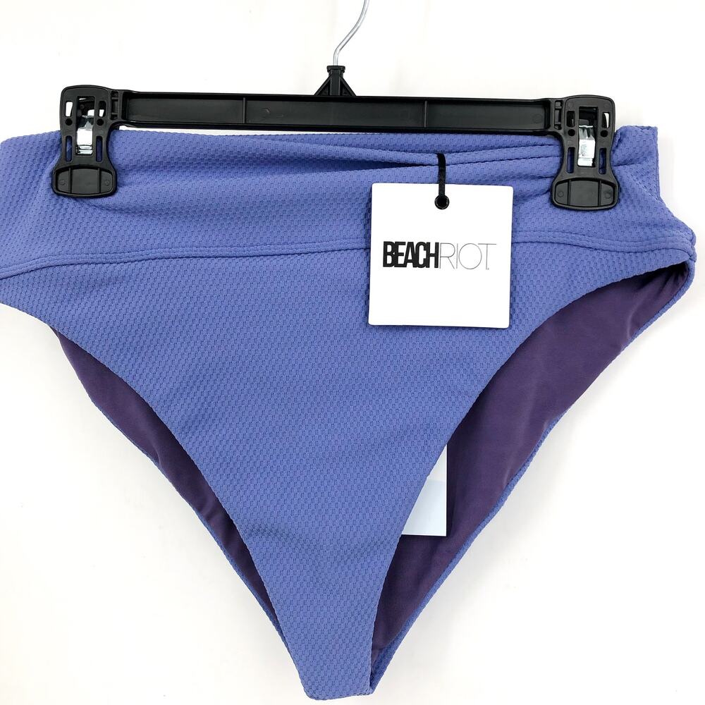BEACH RIOT Women's Highway Bikini Bottom Large Purple Periwinkle Waffle NWT - Picture 5 of 12